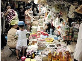 Cambodians stock up on food